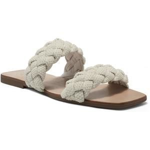 INC Womens Petria 2 White Faux Leather Slip On Flat Sandals Shoes NWT